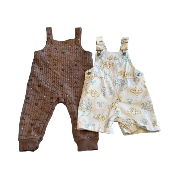 Disney Baby 18‎ Month Minnie Mouse Lion King Overalls Lot Of 2 - Picture 1 of 6